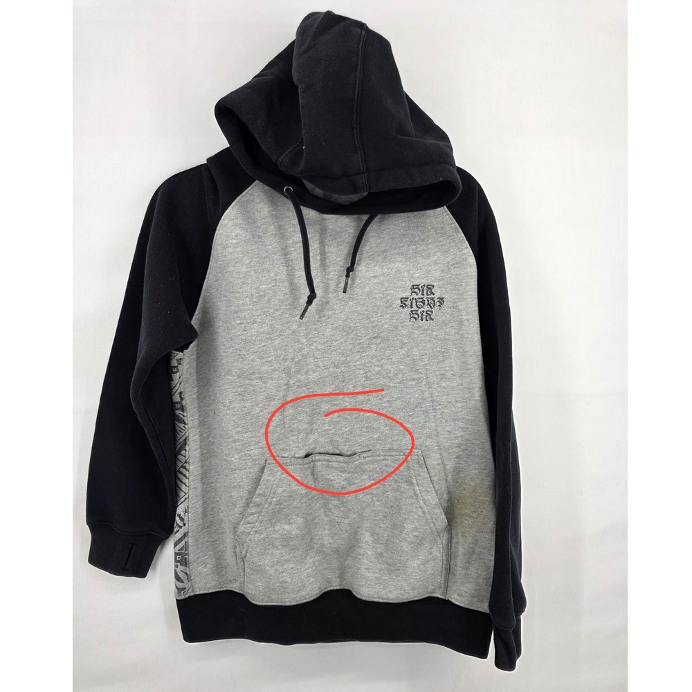 686 Six Eight Six Mens Raglan Hoodie Gray Black Mandala Graphic Sweatshirt M